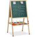 Relaxdays - Standtafel Kinder, höhenverstellbar & magnetisch, Holz, Whiteboard & Kreidetafel, 122-160 x 65 x 69 cm, natur