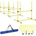 PawHut Agility Hürdenset Slalom Stangen Hunde Training Set 4 x Hürden, Kunststoff, Gelb, 99x65x94cm