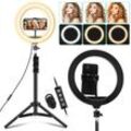 TolleTour 10" Fuelllicht Ringlicht Zusatzlicht LED-Licht Faltlicht fuer Fotografie Live-Stream Make-up YouTube-Video mit Stativ Stand Remote Shutter