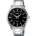 Quarzuhr CASIO TIMELESS COLLECTION, silber (edelstahlfarben, schwarz), Armbanduhren, Damen, Armbanduhr, Herrenuhr, Damenuhr, analog, Neo-Display