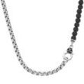 Collier GIORGIO MARTELLO MILANO "Panzerkette, schwarzer Achat oder Perle, Silber 925", schwarz, Halsketten, Damen, 55cm, Silber 925 (Sterlingsilber)