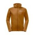 Fleecejacke JACK WOLFSKIN "BAISELBERG HOODED FZ M", Herren, Gr. L (52), braun (safflower), Obermaterial: 95% Polyester, 5% Elastan; Futter: 100% Polyester, Jacken