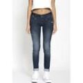 Skinny-fit-Jeans GANG "94NENA", Damen, Gr. 30, N-Gr, blau (schwarz indigo used), Denim/Jeans, Obermaterial: 93% Baumwolle, 6% Polyester, 1% Elasthan, modisch, eng lang, Jeans, mit modischer Waschung