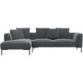 Ecksofa FLEXLUX "Sava Designsofa, bequem und komfortabel, L-Form", grau (soft grau), B:329cm H:94cm T:166cm, 100% Polyester, Sofas, Taschenferderkern-Sitz mit Kaltschaum, lose Rücken- & Dekokissen