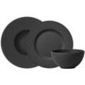 Geschirr-Set VILLEROY & BOCH "Manufacture Rock", schwarz, 6 tlg., Fine China-Porzellan, Geschirr-Sets, Made in Germany, Fine China Porzellan