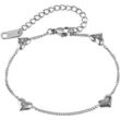 Armband FIRETTI "Schmuck Geschenk Edelstahl Armschmuck Ankerkettengliederung Herzen", silber (edelstahlfarben, kristallweiß, kristallweiß), Armbänder, Damen, Edelstahl, mit Zirkonia (synth.)