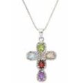 Kette mit Anhänger FIRETTI "Schmuck Geschenk Silber 925 Halsschmuck Halskette Venezianer Kreuz", bunt (lila, hellblau, grün, silber, 925, gelb, rot), Halsketten, Damen, Silber 925 (Sterlingsilber), L: 45cm B: 1mm, mit Topas, Amethyst, Citrin, Peridot, Granat, B:1mm