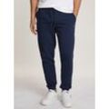 Sweathose TOMMY JEANS "TJM SLIM S FLAG SWEATPANT" Gr. L, N-Gr, blau (schwarz night navy), Herren, Sweatware, Obermaterial: 80% Baumwolle, 20% Polyester, Hosen