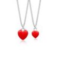 Schmuckset ELLI "Elli Halskette Set Herz Mutter Kind Liebe Emaille 925 Silber" Gr. 45, rot, Schmuck-Sets, Damen, OneSize, Silber 925 (Sterlingsilber)