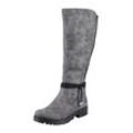 Winterstiefel RIEKER Gr. 38, Normalschaft, grau, Damen, Lederimitat, Schuhe Reißverschluss Winterstiefel, mit Warmfutter