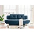 Schlafsofa ANDAS "Segmon", blau (blau, petrol dunkel), B:200cm H:88cm T:99cm, Sofas, einfach in ein bequemes Bett umwandeln, inklusive Bettkasten