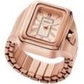 Uhrenring FOSSIL "RAQUEL WATCH RING", rosa (roségoldfarben), Armbanduhren, Damen, Quarzuhr, Damenuhr, analog, Edelstahl, Flexband, Zugband