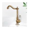 Wasserhahn Bad Hoch Antikes Messing, Retro Waschtischarmatur 360° Drehbarer, Einhebel Mischbatterie Badarmatur Gold Waschbecken Badezimmer mit