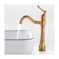 Wasserhahn Bad Hoch Antikes Messing, Retro Gold Waschtischarmatur Hoch, 360° Schwenkbar Einhebel Mischbatterie Antik Badarmatur Waschbecken