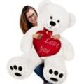 Deuba® Plüschtier Teddybär XXL Weiß inkl. Herzkissen