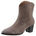 Westernstiefelette GABOR, Damen, Gr. 37, grau (taupe), Ziegenveloursleder, unifarben, modisch, Schuhe Cowboyboots Cowboy-Stiefelette Stiefelette, Cowboyboots, Stiefelette mit dezenten Ziernähten