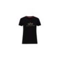 T-Shirt ALPHA INDUSTRIES "Alpha Industries Women - T-Shirts Crystal T Women", Damen, Gr. L, schwarz, Obermaterial: 100% Baumwolle, Kurzarm, Shirts