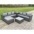 Fimous - Rattan Gartesofa Set 7-sitzer Lounge Gartenmöbel Set Wetterfeste Polyrattan Sitzgruppe für Garten, Balkon,Terrasse Dunkelgrau Mischen