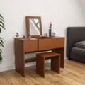 Ava Dressing Table & Folding Mirror Set Stool Vanity Table, Walnut