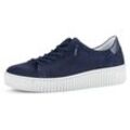 Slip-On Sneaker GABOR Gr. 43, blau (dunkelblau), Damen, Ziegenveloursleder, Schuhe, Slipper, Schlupfschuh, Freizeitschuh mit Best Fitting-Ausstattung