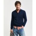 Polokragenpullover GANT "EXTRAFINE MERINO WOOL POLO" Gr. M, blau (marine), Herren, Strick, Obermaterial: 100% Wolle, Pullover