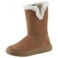 Winterstiefel GEOX "J THELEVEN GIRL WPF" Gr. 38, braun (hellbraun), Kinder, Veloursleder, Textil, Schuhe, Snowboots, Schlupfstiefel mit Warmfutter