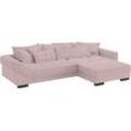 Ecksofa MR. COUCH "Diwan II, L-Form", rosa (stripes 8626 flamingo), B:334cm H:67cm T:207cm, Stripes (92% Polyester / 8% Nylon), Sofas, Wahlweise mit Kaltschaumpolsterung bis 140 kg belastbar