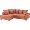 Ecksofa MR. COUCH "Nikita II, L-Form", orange, B:243cm H:88cm T:190cm, Novaclean Avanti (100% Polyester), Sofas, Wahlweise mit Kaltschaum, EasyBett, Bettkasten