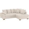 Ecksofa MR. COUCH "Nikita II, L-Form", beige (natur), B:243cm H:88cm T:190cm, Stripes (92% Polyester / 8% Nylon), Sofas, Wahlweise mit Kaltschaum, EasyBett, Bettkasten