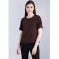 Rundhalsshirt IMPERIAL, Damen, Gr. M (38), braun (ebano), Single Jersey, Obermaterial: 96% Polyester, 4% Elasthan, unifarben, feminin, Rundhals, Shirts, mit Stretch