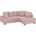 Ecksofa MR. COUCH "Nikita II, L-Form", rosa (stripes 8626 flamingo), B:243cm H:88cm T:190cm, Stripes (92% Polyester / 8% Nylon), Sofas, mit Kaltschaumpolsterung, wahlweise mit Bett und Bettkasten