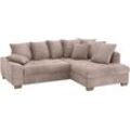 Ecksofa MR. COUCH "Nikita II, L-Form", beige, B:243cm H:88cm T:190cm, Dolce (100% Polyester), Sofas, Wahlweise mit Kaltschaum, EasyBett, Bettkasten