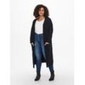 Strickjacke ONLY CARMAKOMA "CARNEW ESLY LS OPEN LONG CARDIGAN NP KNT" Gr. M (46/48), schwarz, Damen, Strick, Feinstrick, Obermaterial: 50% Viskose, 27% Nylon, 23% Polyester, unifarben, Strickjacken