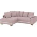 Ecksofa MR. COUCH "Nikita II, L-Form", rosa (stripes 8626 flamingo), B:243cm H:88cm T:190cm, Stripes (92% Polyester / 8% Nylon), Sofas, mit Kaltschaum, RGB-LED, Soundsystem, wahlweise mit Bett, Bettkasten