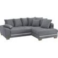 Ecksofa MR. COUCH "Nikita II, L-Form", grau (novaclean avanti 1 stone), B:243cm H:88cm T:190cm, Novaclean Avanti (100% Polyester), Sofas, mit Kaltschaum, RGB-LED, Soundsystem, wahlweise mit Bett, Bettkasten