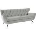 3-Sitzer 3C CANDY "Beatrice, extravagantes Megasofa, bequem, Küchensofa", silber, B:225cm H:94cm T:95cm, Samt-Optik (100% Polyester), Sofas, mit Rückensteppung im Rautenmuster, Samt Optik, auch in Fellimitat