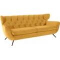 3-Sitzer 3C CANDY "Beatrice, extravagantes Megasofa, bequem, Küchensofa", gelb (curry), B:225cm H:94cm T:95cm, Samt-Optik (100% Polyester), Sofas, mit Rückensteppung im Rautenmuster, Samt Optik, auch in Fellimitat