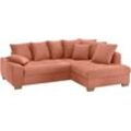 Ecksofa MR. COUCH "Nikita II, L-Form", orange, B:243cm H:88cm T:190cm, Novaclean Avanti (100% Polyester), Sofas, Wahlweise mit Kaltschaum, EasyBett, Bettkasten