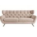 3-Sitzer 3C CANDY "Beatrice, extravagantes Megasofa, bequem, Küchensofa", braun, B:225cm H:94cm T:95cm, 100% Polyester, Sofas, mit Rückensteppung im Rautenmuster, Samt Optik, auch in Fellimitat