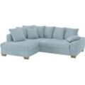 Ecksofa MR. COUCH "Nikita II, L-Form", blau, B:243cm H:88cm T:190cm, Novaclean Avanti (100% Polyester), Sofas, Wahlweise mit Kaltschaum, EasyBett, Bettkasten