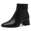 Stiefelette TAMARIS, Damen, Gr. 38, schwarz, Leder, unifarben, klassisch, Schuhe, Blockabsatz, Businessschuh, Ankleboots in modischer Karreeform