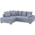 Ecksofa MR. COUCH "Nikita II, L-Form", blau, B:243cm H:88cm T:190cm, Memphis (Grundgewebe - 100% Polyester; Nutzschicht- 90% Polyester / 10% Polyamide), Sofas, Wahlweise mit Kaltschaum, EasyBett, Bettkasten