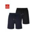 Schlafshorts AUTHENTIC LE JOGGER "kurze Relaxshort, mit Kordel, Jogginghose", Herren, Gr. 48/50 (M), N-Gr, blau (navy, schwarz), Jersey, Obermaterial: 100% Baumwolle, unifarben, Basic, kniefrei, Hosen, aus reiner Baumwolle