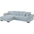 Ecksofa MR. COUCH "Diwan II, L-Form", blau (novaclean avanti 14 blau grau), B:334cm H:67cm T:207cm, Novaclean Avanti (100% Polyester), Sofas, Wahlweise mit Kaltschaumpolsterung bis 140 kg belastbar