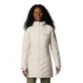 Steppmantel COLUMBIA "HEAVENLY LONG HOODED JACKET", Damen, Gr. XS (32), grau (schwarz stone), Steppware, Obermaterial: 100% Polyester, unifarben, sportlich, hoch geschlossener Ausschnitt, Langarm eingesetzt eingefasste Kante mit Daumenlöchern, Mäntel