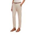 Chinohose COMMA, Damen, Gr. 42, N-Gr, beige (sand), Web, Obermaterial: 65% Baumwolle, 30% Polyester, 5% Elasthan, unifarben, casual, slim fit 7/8-Länge, Hosen, mit Gürtel und Stretch