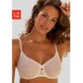 Minimizer-BH NUANCE, Damen, Gr. 100, Cup E, beige (creme), Spitze, Obermaterial: 88% Polyamid, 12% Elasthan, modisch, BHs, mit Bügel aus schöner Allover-Jacquardspitze im angesagten Leo-Look