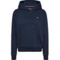 Hoodie TOMMY JEANS "TJW REG S FLAG HOODIE", Damen, Gr. XXS (32), blau (schwarz night navy), Sweatware, Obermaterial: 80% Baumwolle, 20% Polyester, casual, regular fit kurz, Langarm Rippbündchen, Sweatshirts, mit Logo-Flag