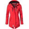 Funktionsmantel MARIKOO "Zimtzicke", Damen, Gr. XS (34), rot, Oberstoff: 98% Polyester, 2% Elasthan, Futter: 100% Polyester, Ärmelfutter: 100% Polyester, casual, figurbetont Po-bedeckend, hoch geschlossener Ausschnitt, Langarm Ärmel ohne Ärmelschlitz Rippstrickbündchen mit Klettverschluss, Mäntel, Wasserdichter Softshell Parka mit Kapuze