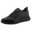 Sneaker GEOX "U MOLVENO A", Herren, Gr. 42, schwarz, Lederimitat, Veloursleder, Textil, sportlich, Schuhe, Freizeitschuh, Halbschuh, Schnürschuh mit Plateausohle